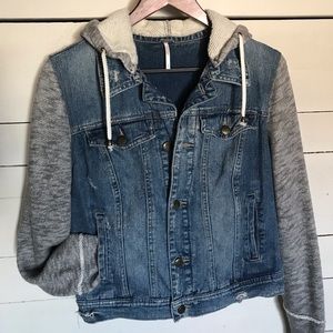 Free People denim & hoodie sweatshirt jacket